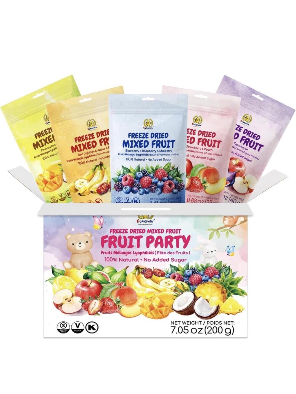Freeze-Dried Fruit Party + Fruits, Mixed Fruits Variety Bag